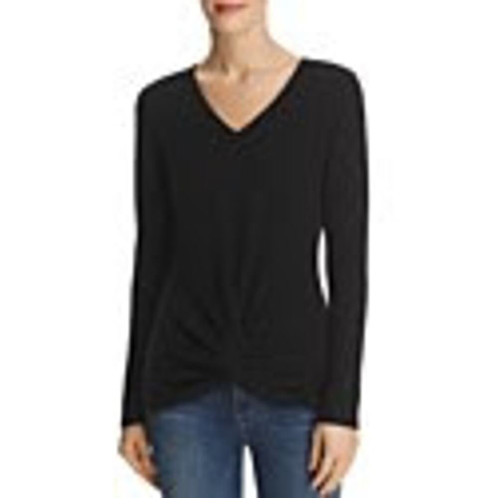 C‎ by Bloomingdale's Twist-Front Cashmere Sweater - Black Size M
